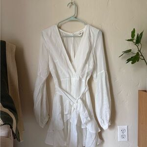 Selfie Leslie White Long Sleeve Dress